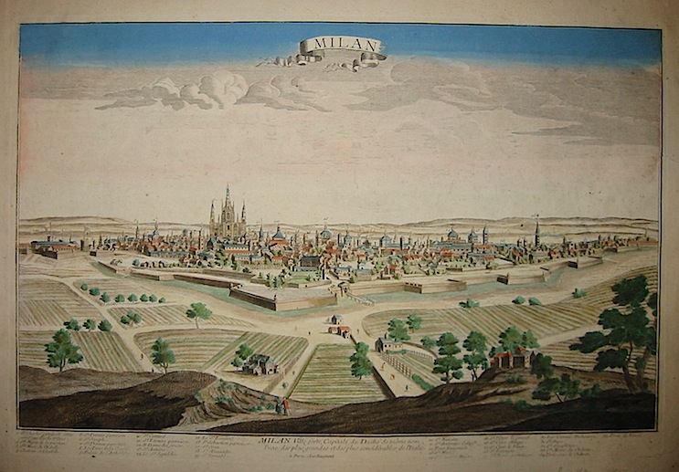 Anonimo (Aveline Antoine?) Milan Ville forte, Capitale du Duché de màªme nom, l'une des plus grandes et des plus considérables de l'Italie 1690 ca. Paris, chés Daumont 